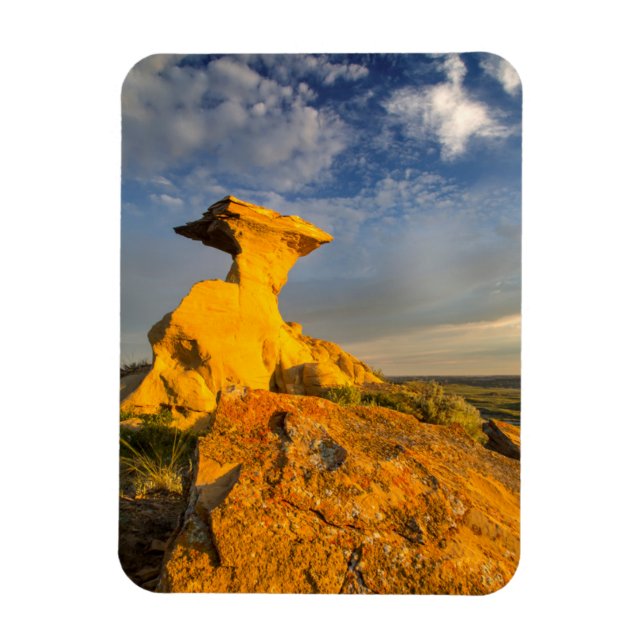 Skulpturerad Badlandsformation i kort gräs Magnet (Vertikal)