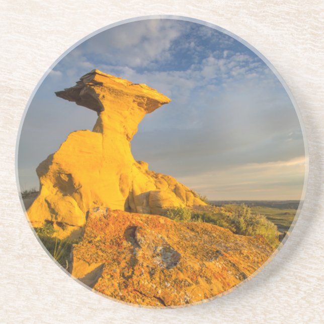 Skulpturerad Badlandsformation i kort gräs Underlägg (Framsidan)