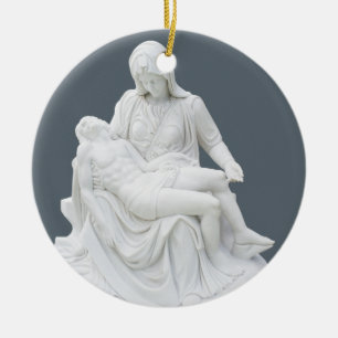 Skulpturerad Pieta Julgransprydnad Keramik