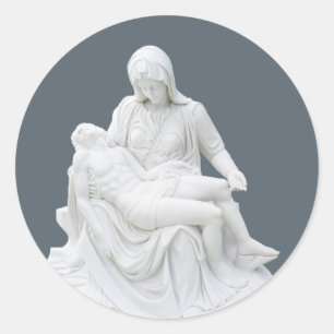 Skulpturerad Pieta Runt Klistermärke