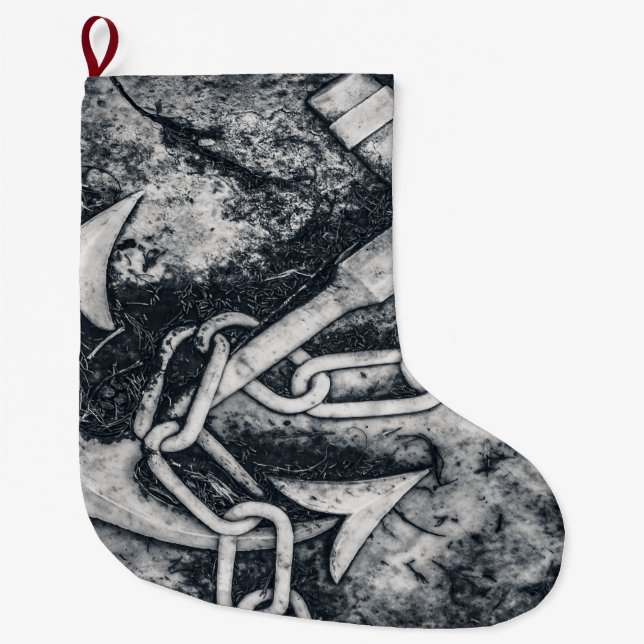 Skulpturfoto på fästpunkt stor julstrumpa (Framsidan)