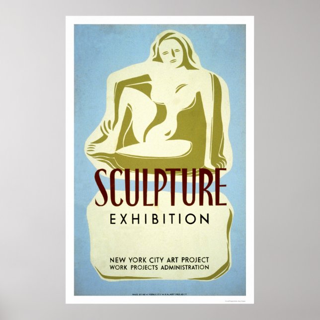 skulpturutställning NYC 1941 WPA Poster (Framsidan)