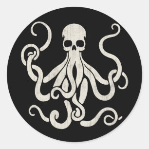Skultopus Runt Klistermärke