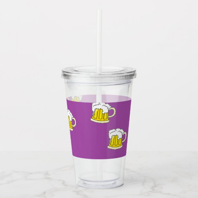 Skumöl kopp på lila take away mugg (Framsida)