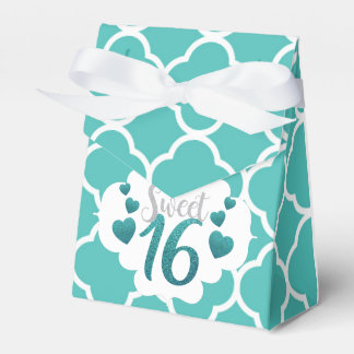 Skumrande Aqua Blue Sweet 16 Birthday Favor Box Presentaskar