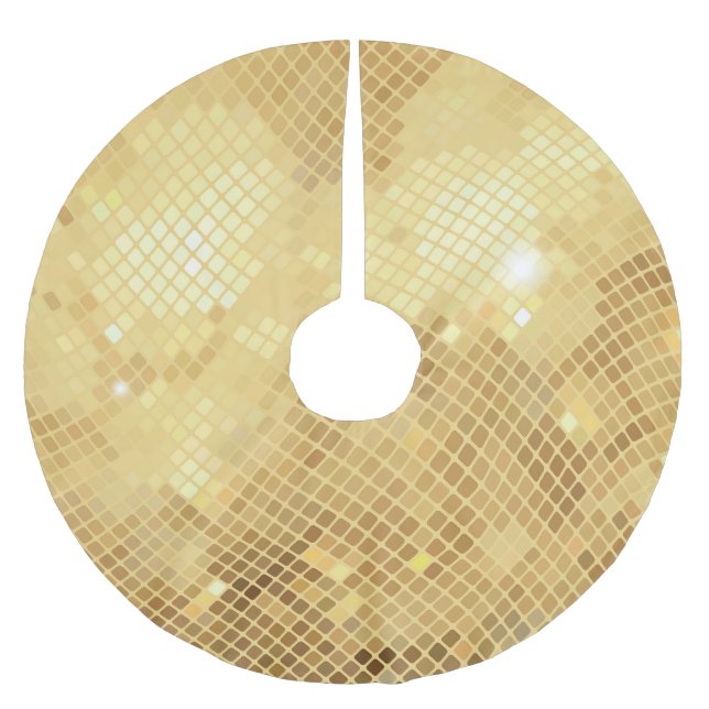 Skumrande Guld Vågar: Mosaic Struktur Julgransmatta Borstad Polyester (Framsidan)