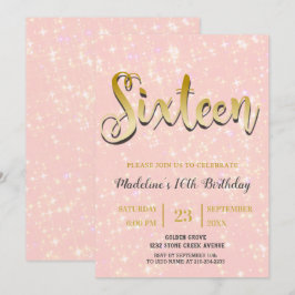 Skumrande Rosa | Söt 16 Inbjudningar