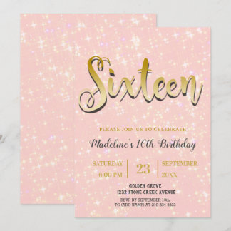 Skumrande Rosa | Söt 16 Inbjudningar