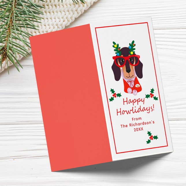 Skumt julkort, Hund, kort med Hund (Funny Christmas Dog Howliday Cute Dog Folded Card)