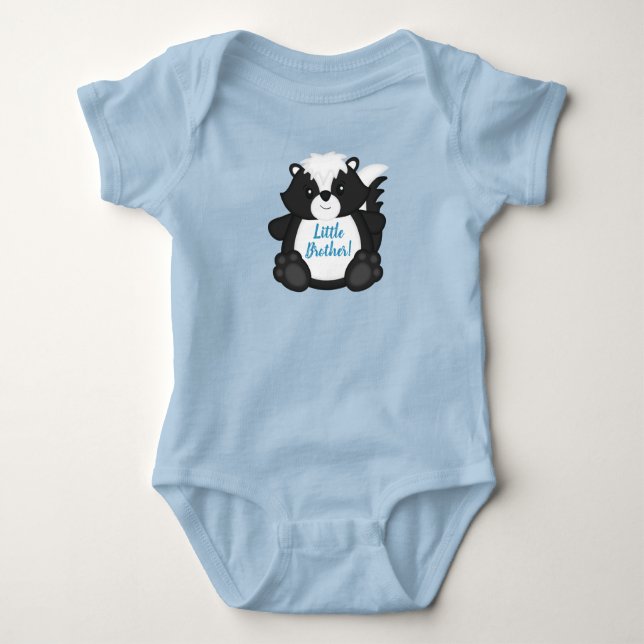 Skunk Baby Shower Blå T Shirt (Framsida)