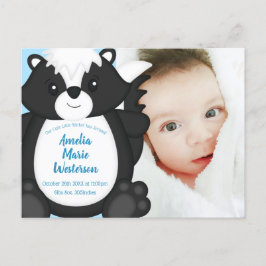 Skunk Baby Shower Blå Vykort