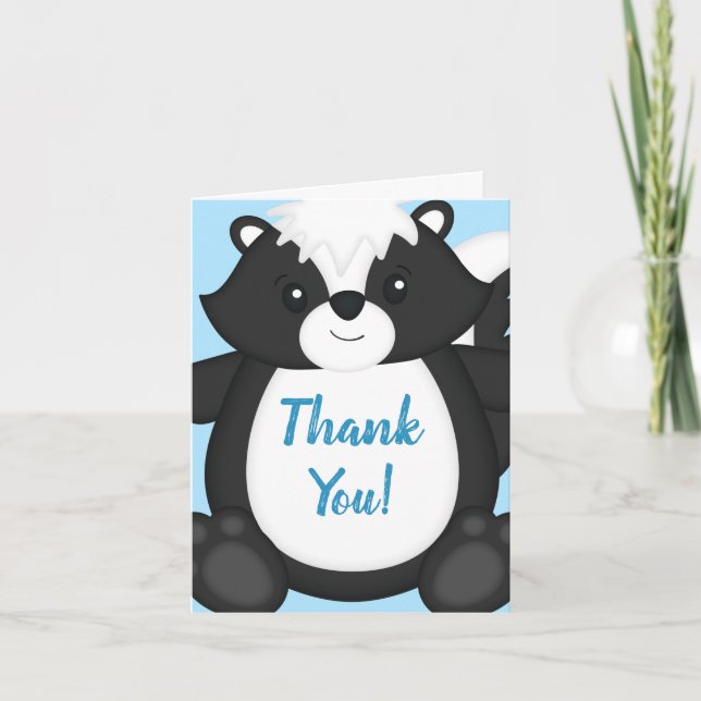 Skunk Baby Shower Blue Tack Kort (Framsida)
