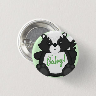 Skunk Baby Shower-Grönt Knapp