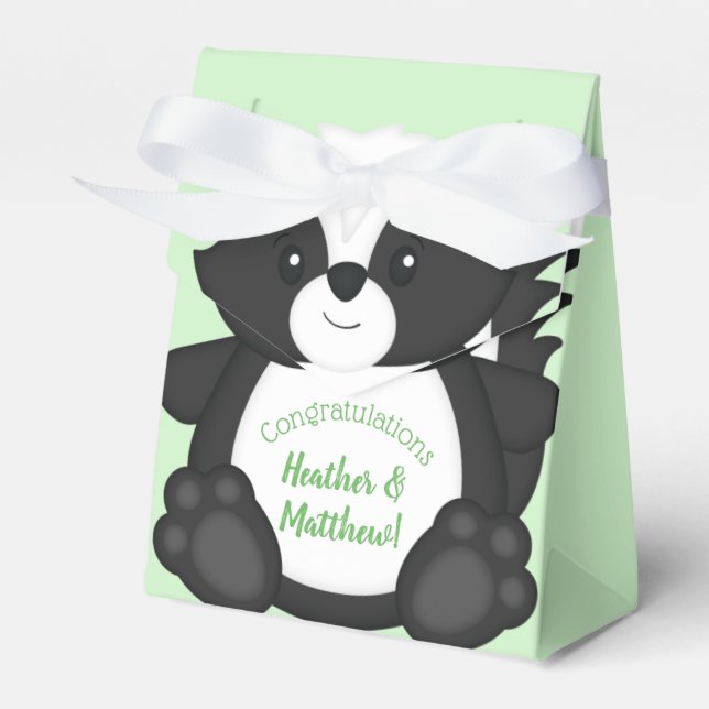 Skunk Baby Shower-Grönt Presentaskar (Framsidan Sidan)