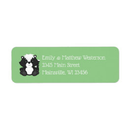 Skunk Baby Shower-Grönt Returadress Etikett
