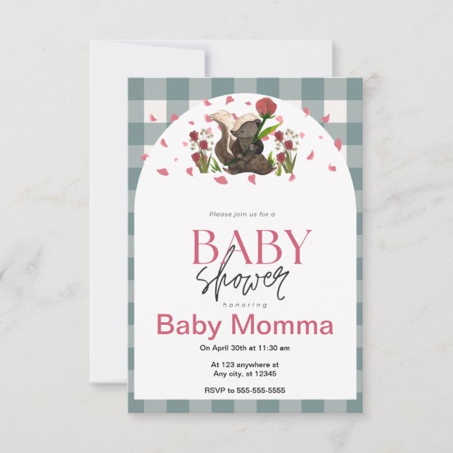 Skunk Baby Shower-inbjudan Inbjudningar (Framsida)