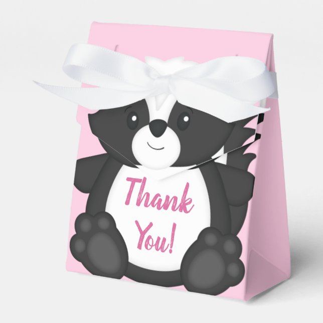 Skunk Baby Shower Rosa Presentaskar (Framsidan Sidan)