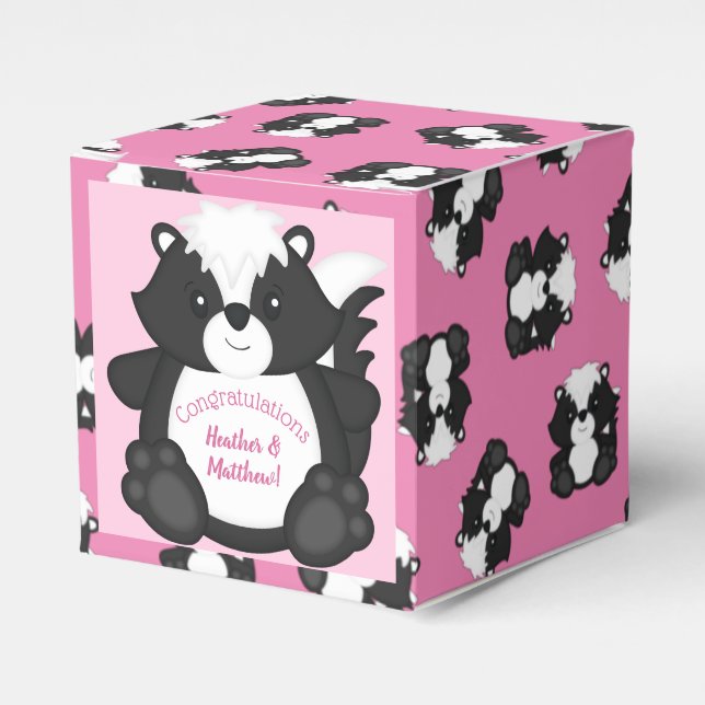 Skunk Baby Shower Rosa Presentaskar (Framsidan Sidan)