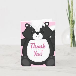 Skunk Baby Shower Rosa Tack Kort
