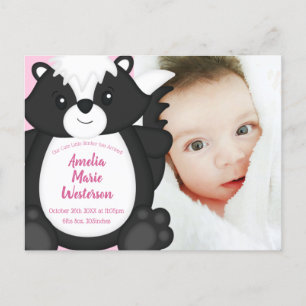 Skunk Baby Shower Rosa Vykort