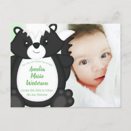 Skunk Baby Shower Woodland Animals Vykort