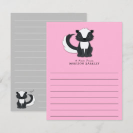 Skunk Barn Cute Flat Stationard-kort Tack Kort