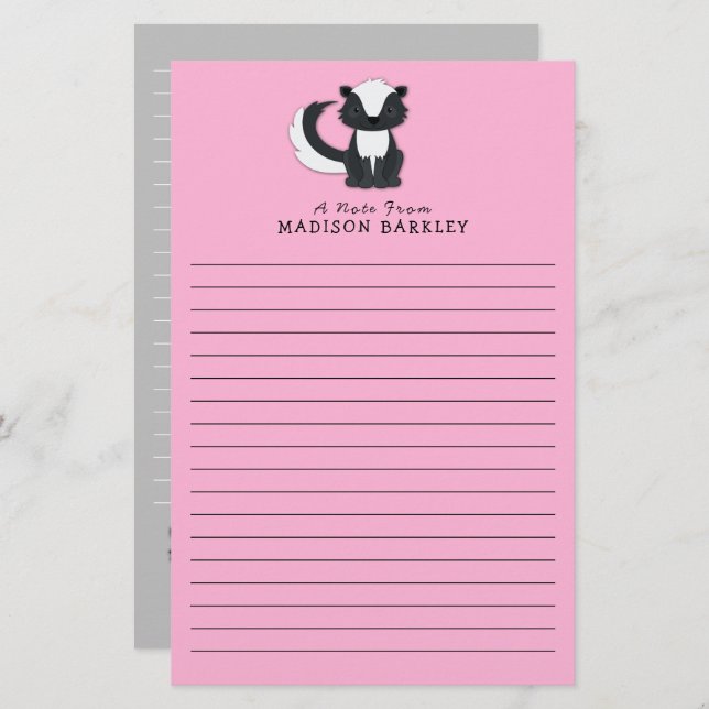 Skunk Barn Cute Woodland Animal Brevpapper (Fram/baksida)