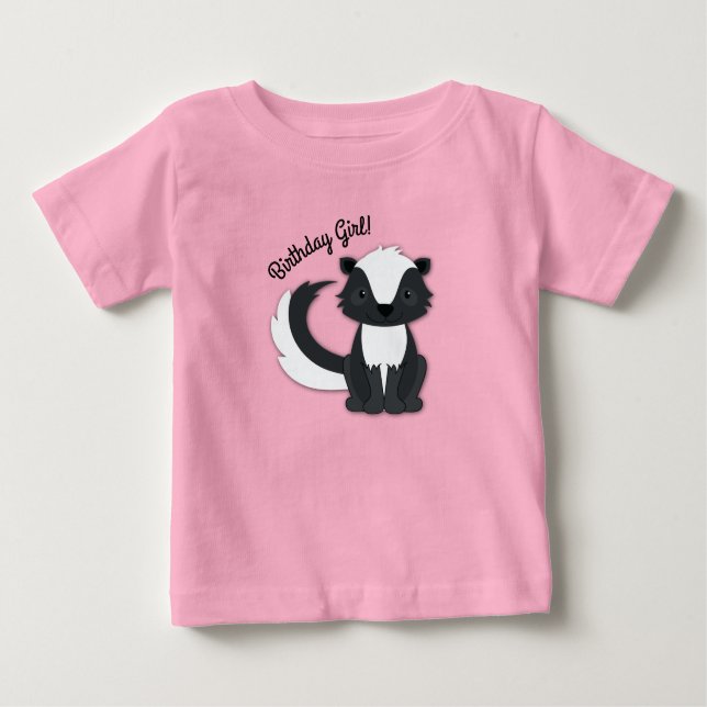 Skunk Birthday Girl Party Kids Baby T-Shirt (Framsida)
