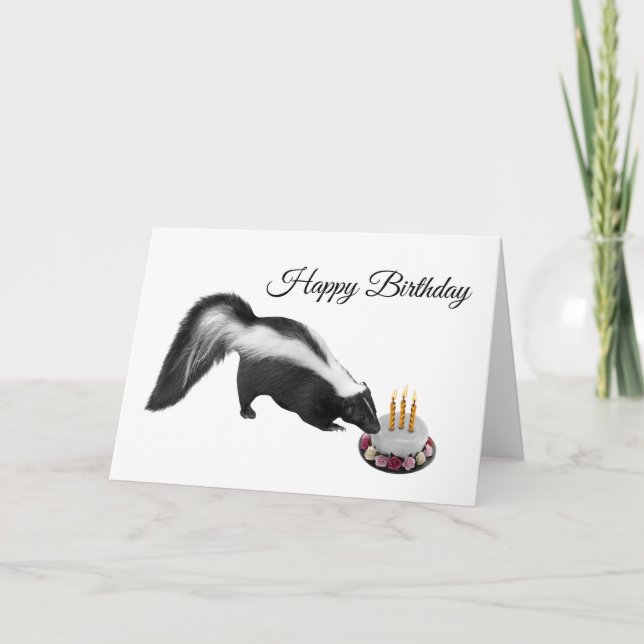 Skunk Cake Birthday Card Kort (Framsida)