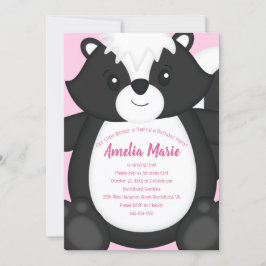 Skunk Födelsedagsfest Rosa Inbjudningar