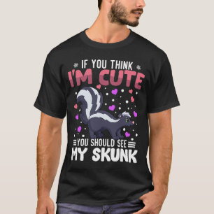 Skunk Heart Valentine Day Animal for Womens Kids T Shirt