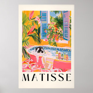 Skunk i badkar konsttryck Mid-Century Rosa Poster