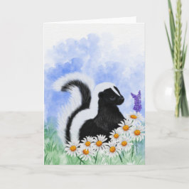 Skunk i prästkragsfält 5x7 gratulationskort kort