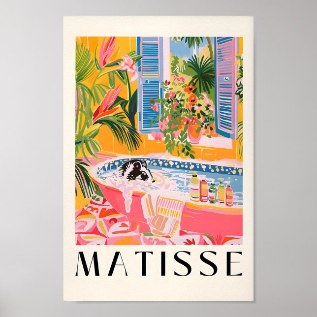 Skunk in Bathtub Poster, Mid Century Poster, Rosa Poster (Framsidan)
