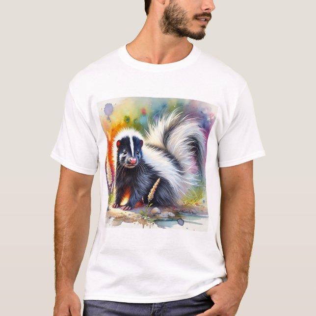Skunk in Harmony 310824AREF122 - Watercolor T Shirt (Framsida)