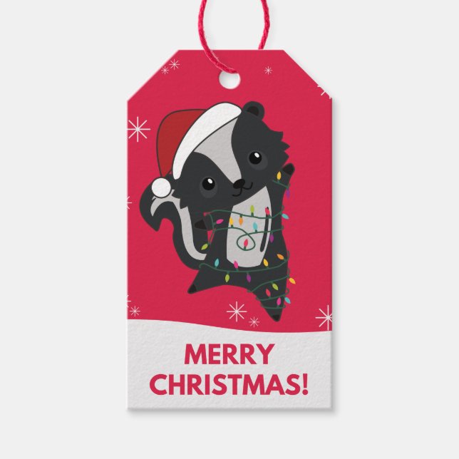 Skunk jul Skunks Winter Animals Gift Märkres Presentetikett (Framsidan)