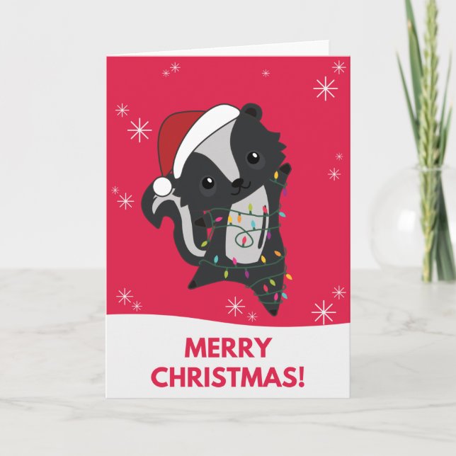 Skunk jul Skunks Winter Animals-Helgdag Card Helgkort (Framsida)