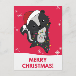 Skunk jul Skunks Winter Animals Helgdag Post Helg Vykort
