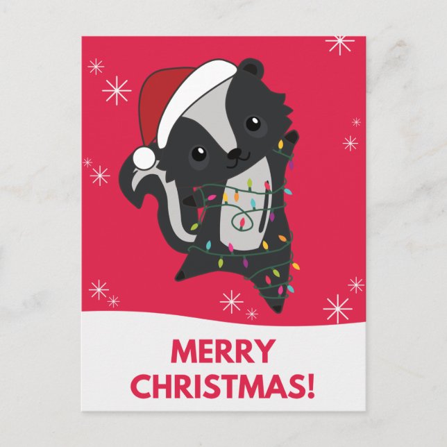 Skunk jul Skunks Winter Animals Helgdag Post Helg Vykort (Framsida)