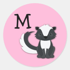 Skunk Kid Cute Monogram kuvert Seal Sticker Runt Klistermärke