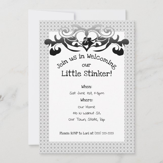 Skunk Little Stinker Baby Shower Inbjudningar (Framsida)