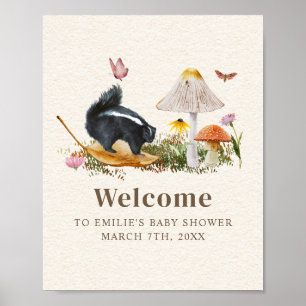 Skunk Little Stinker Girl Baby Shower Blommigt Poster