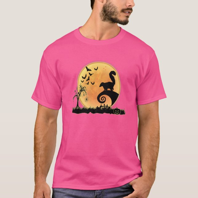Skunk och Måne Scary Animals Halloween Costume T Shirt (Framsida)