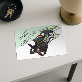 Skunk på en lysande Tecknad för julsömnighet Helg Vykort