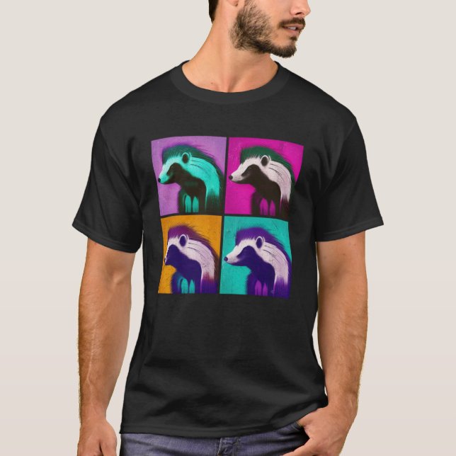 Skunk Pop Illustration Färgigt djur Kvinnor i Mana T Shirt (Framsida)