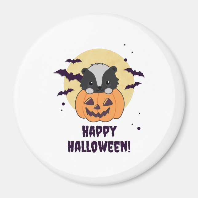 Skunk Pumpkin Cute Skunks Happy halloween Magnet (Framsidan)
