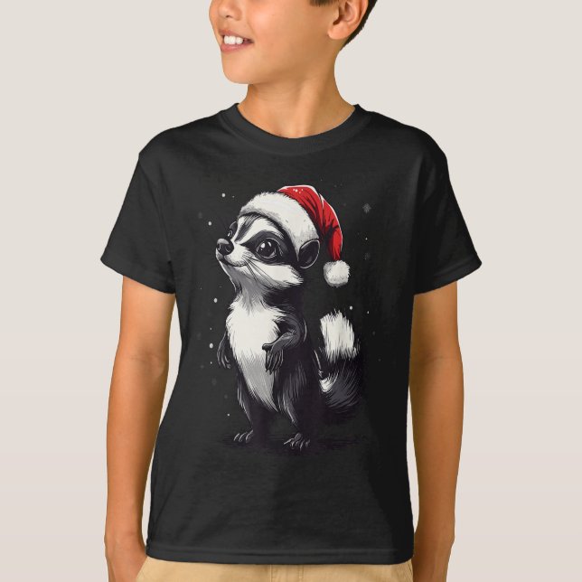Skunk Santa Hat Funny Xmas Skunk Lovers Christmas  T Shirt (Framsida)