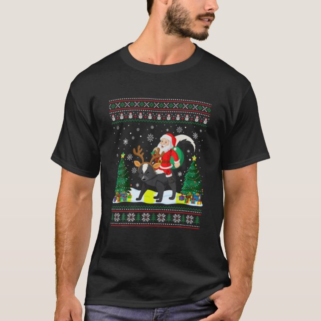 Skunk Ugly jul Sweater Funny Jultomten Rid T Shirt (Framsida)
