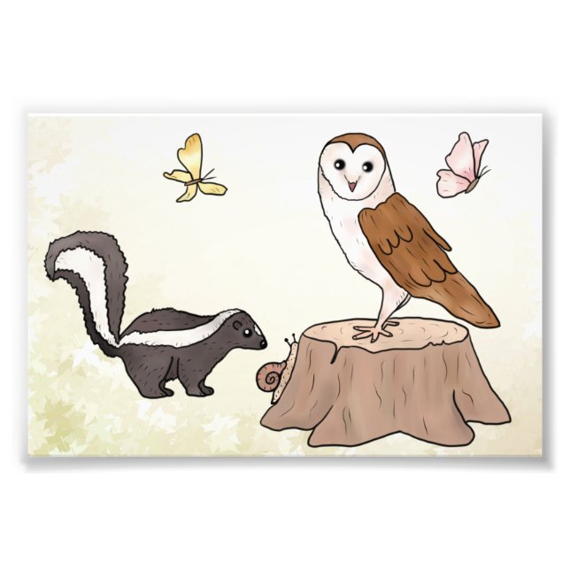 Skunk und Eule Fotodruck Fototryck (Framsidan)