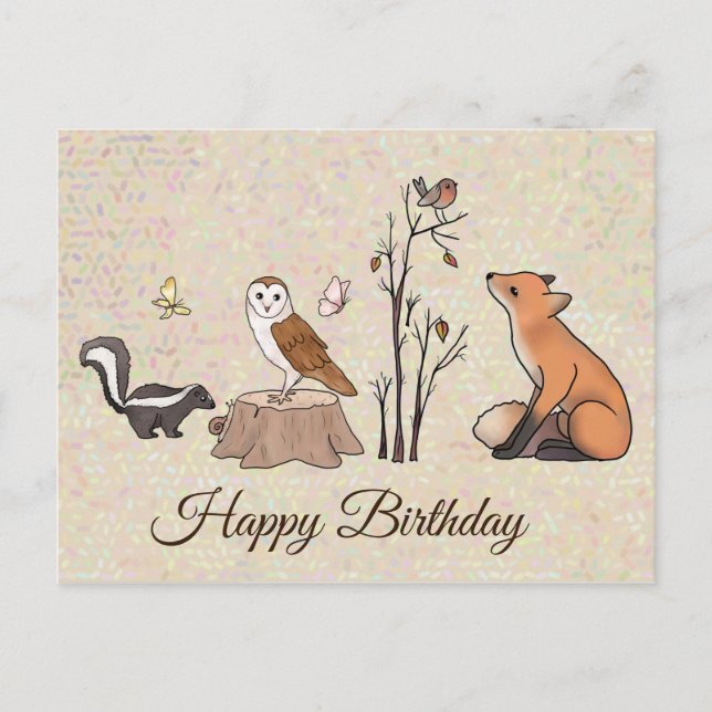 Skunk und Eule Postkarte Vykort (Framsida)